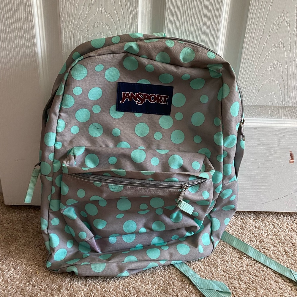 Jansport Mint Green and Grey Superbreak Backpack